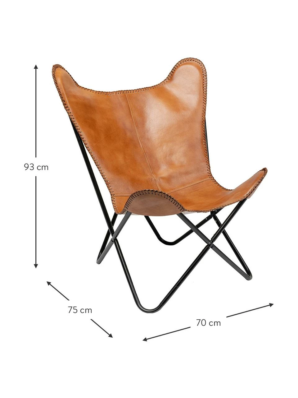 Kare Design Fauteuil en cuir marron Winny, larg. 70 x prof. 75 cm 2 Kare Design Fauteuil en cuir marron Winny, larg. 70 x prof. 75 cm – Image 2