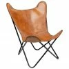 Kare Design Fauteuil en cuir marron Winny, larg. 70 x prof. 75 cm