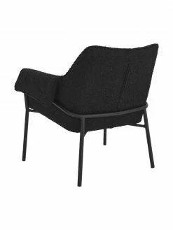 Fauteuil en tissu bouclé noir Effekt, larg. 75 x prof. 64 cm -furniture Soldes Fauteuil en tissu boucle noir Effekt 3