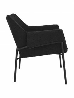 Fauteuil en tissu bouclé noir Effekt, larg. 75 x prof. 64 cm -furniture Soldes Fauteuil en tissu boucle noir Effekt 4