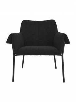 Fauteuil en tissu bouclé noir Effekt, larg. 75 x prof. 64 cm -furniture Soldes Fauteuil en tissu boucle noir Effekt 5