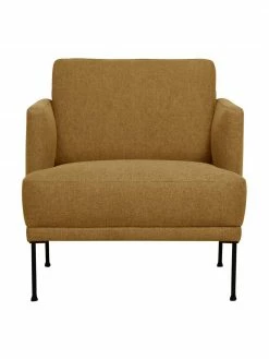 Westwing Collection Fauteuil jaune ocre pieds en métal Fluente, larg. 74 x haut. 85 cm -furniture Soldes Fauteuil jaune ocre pieds en metal Fluente 2