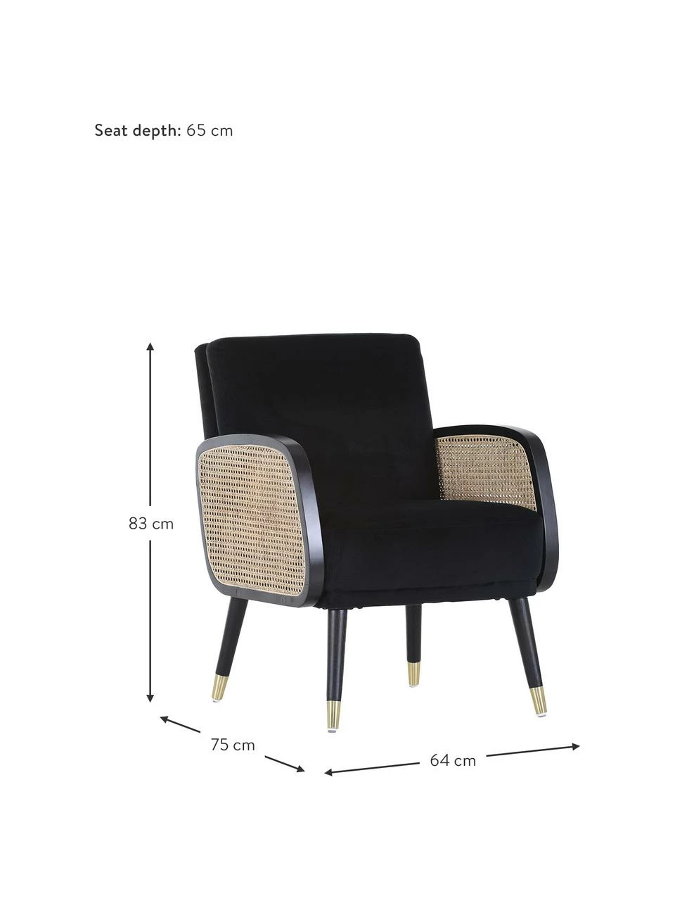 Fauteuil lounge avec cannage Hakoon, larg. 64 x prof. 75 cm 2 Fauteuil lounge avec cannage Hakoon, larg. 64 x prof. 75 cm – Image 2