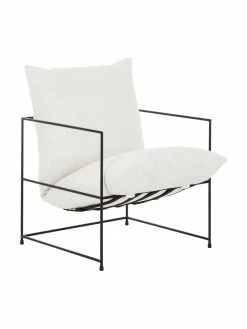 Westwing Collection Fauteuil lounge blanc cadre en métal Wayne, larg. 69 x prof. 74 cm