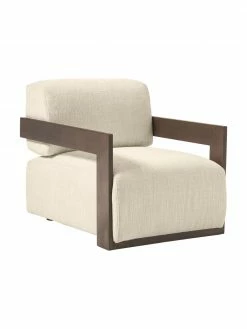 Westwing Collection Fauteuil lounge blanc crème Cooper, larg. 71 x prof. 98 cm
