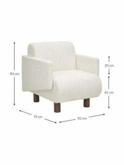 Westwing Collection Fauteuil lounge blanc crème pieds en bois Coco, larg. 92 x prof. 79 cm -furniture Soldes Fauteuil lounge blanc creme pieds en bois Coco 4