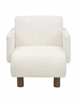Westwing Collection Fauteuil lounge blanc crème pieds en bois Coco, larg. 92 x prof. 79 cm -furniture Soldes Fauteuil lounge blanc creme pieds en bois Coco 5