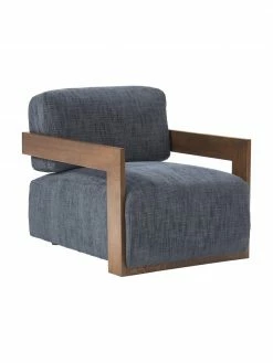 Westwing Collection Fauteuil lounge bleu foncé Cooper, larg. 71 x prof. 98 cm