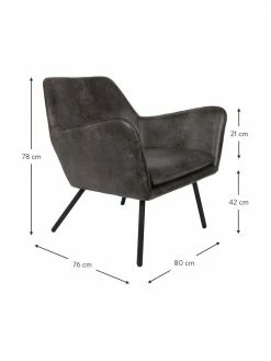 Fauteuil lounge cuir synthétique Bon, larg. 80 x prof. 76 cm -furniture Soldes Fauteuil lounge cuir synthetique Bon 2