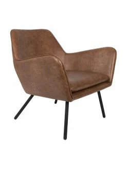 Fauteuil lounge cuir synthétique Bon, larg. 80 x prof. 76 cm