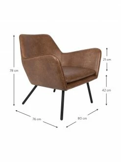 Fauteuil lounge cuir synthétique Bon, larg. 80 x prof. 76 cm -furniture Soldes Fauteuil lounge cuir synthetique Bon 8