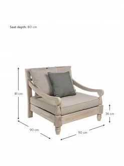 Bizzotto Fauteuil lounge de jardin en teck Bali, larg. 90 x prof. 90 cm -furniture Soldes Fauteuil lounge de jardin en teck Bali 2