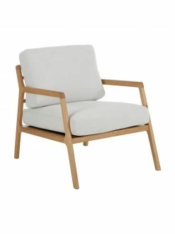 Westwing Collection Fauteuil lounge en bois Becky, larg. 73 x prof. 90 cm