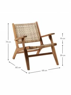 Fauteuil lounge en cannage Grignoon, larg. 68 x prof. 80 cm -furniture Soldes Fauteuil lounge en cannage Grignoon 2