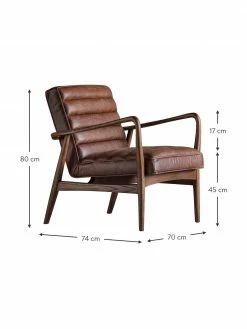 Fauteuil lounge en cuir Datsun, larg. 70 x prof. 74 cm -furniture Soldes Fauteuil lounge en cuir Datsun 2