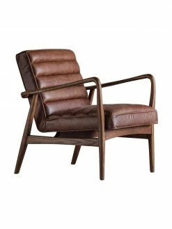 Fauteuil lounge en cuir Datsun, larg. 70 x prof. 74 cm