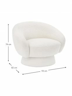 Bloomingville Fauteuil lounge en tissu bouclé blanc Ted, larg. 93 x prof. 82 cm -furniture Soldes Fauteuil lounge en tissu boucle blanc Ted 2