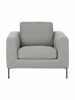 Westwing Collection Fauteuil lounge gris clair avec pieds en métal Cucita, larg. 98 x prof. 94 cm -furniture Soldes Fauteuil lounge gris clair avec pieds en metal Cucita 2