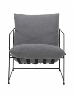 Westwing Collection Fauteuil lounge gris foncé cadre en métal Wayne, larg. 69 x prof. 74 cm -furniture Soldes Fauteuil lounge gris fonce cadre en metal Wayne 10