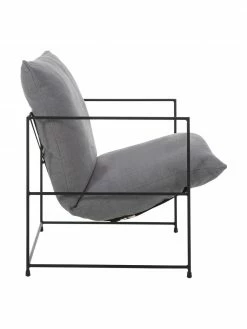 Westwing Collection Fauteuil lounge gris foncé cadre en métal Wayne, larg. 69 x prof. 74 cm -furniture Soldes Fauteuil lounge gris fonce cadre en metal Wayne 11
