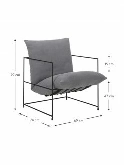 Westwing Collection Fauteuil lounge gris foncé cadre en métal Wayne, larg. 69 x prof. 74 cm -furniture Soldes Fauteuil lounge gris fonce cadre en metal Wayne 9