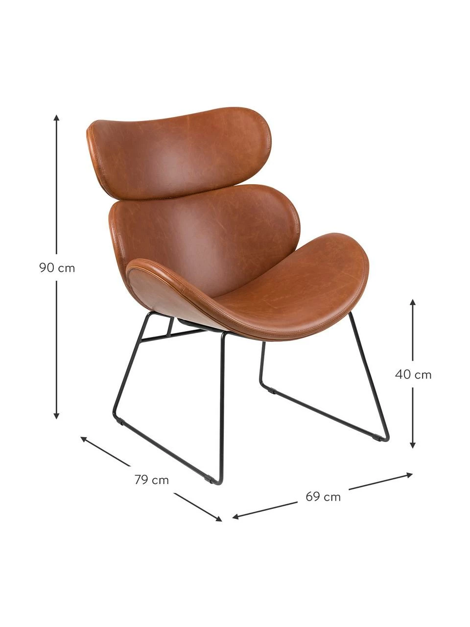 Fauteuil lounge moderne en cuir synthétique Cazar, larg. 69 x prof. 79 cm 3 Fauteuil lounge moderne en cuir synthétique Cazar, larg. 69 x prof. 79 cm – Image 3