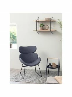 Fauteuil lounge moderne gris foncé Cazar, larg. 69 x prof. 79 cm -furniture Soldes Fauteuil lounge moderne gris fonce Cazar 2