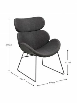 Fauteuil lounge moderne gris foncé Cazar, larg. 69 x prof. 79 cm -furniture Soldes Fauteuil lounge moderne gris fonce Cazar 3