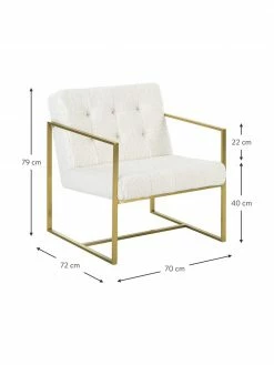 Westwing Collection Fauteuil lounge peluche blanc crème Manhattan, larg. 70 x prof. 72 cm -furniture Soldes Fauteuil lounge peluche blanc creme Manhattan 2