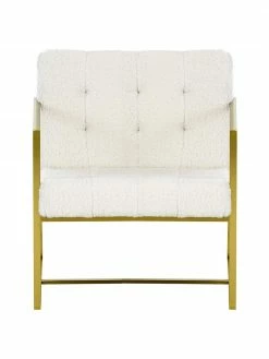 Westwing Collection Fauteuil lounge peluche blanc crème Manhattan, larg. 70 x prof. 72 cm -furniture Soldes Fauteuil lounge peluche blanc creme Manhattan 4