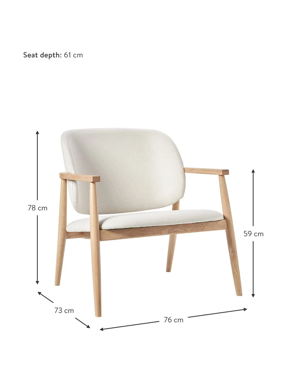 Westwing Collection Fauteuil lounge rembourré Aurea, larg. 76 x prof. 73 cm 4 Westwing Collection Fauteuil lounge rembourré Aurea, larg. 76 x prof. 73 cm – Image 4