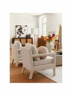 Westwing Collection Fauteuil lounge tissu bouclé blanc Claudette, larg. 65 x prof. 75 cm -furniture Soldes Fauteuil lounge tissu boucle blanc Claudette 3