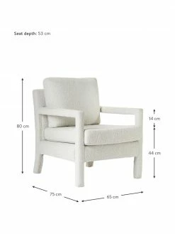 Westwing Collection Fauteuil lounge tissu bouclé blanc Claudette, larg. 65 x prof. 75 cm -furniture Soldes Fauteuil lounge tissu boucle blanc Claudette 4