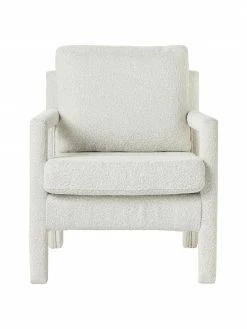 Westwing Collection Fauteuil lounge tissu bouclé blanc Claudette, larg. 65 x prof. 75 cm -furniture Soldes Fauteuil lounge tissu boucle blanc Claudette 5