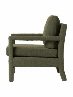 Westwing Collection Fauteuil lounge tissu bouclé vert Claudette, larg. 65 x prof. 75 cm -furniture Soldes Fauteuil lounge tissu boucle vert Claudette 4