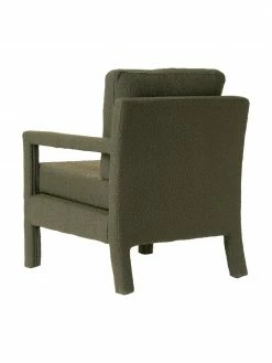 Westwing Collection Fauteuil lounge tissu bouclé vert Claudette, larg. 65 x prof. 75 cm -furniture Soldes Fauteuil lounge tissu boucle vert Claudette 5