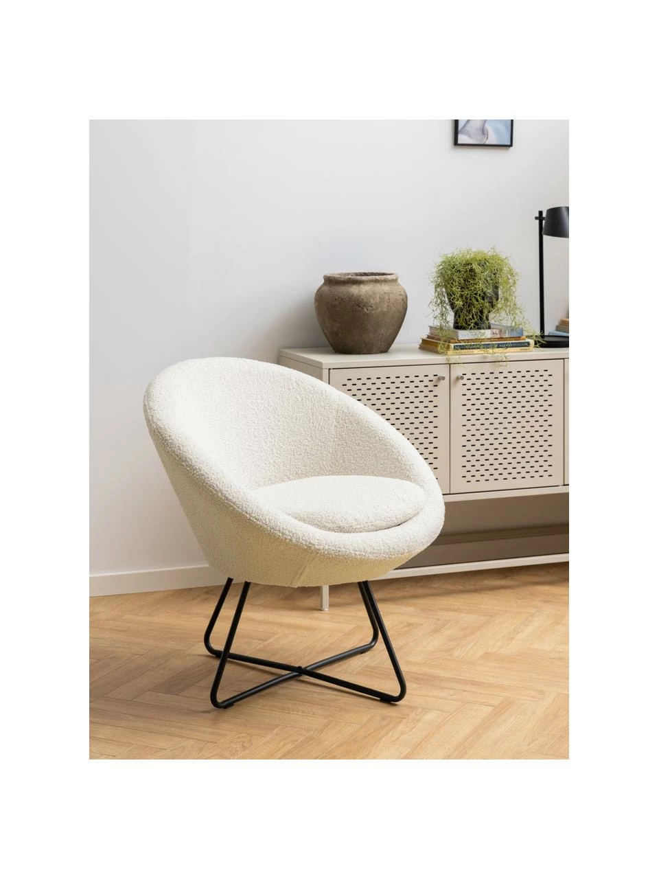 Fauteuil lounge tissu peluche beige Center, larg. 82 x prof. 71 cm 2 Fauteuil lounge tissu peluche beige Center, larg. 82 x prof. 71 cm – Image 2