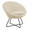 Fauteuil lounge tissu peluche beige Center, larg. 82 x prof. 71 cm