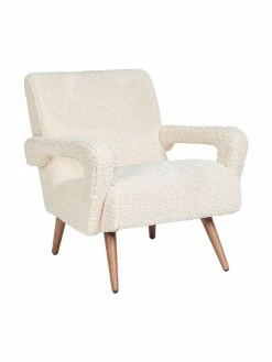Bizzotto Fauteuil lounge tissu peluche blanc Berna, larg. 65 x prof. 79 cmDisponibilité limitée