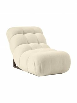 Westwing Collection Fauteuil lounge tissu peluche blanc crème Stanley, larg. 74 x prof. 122 cm