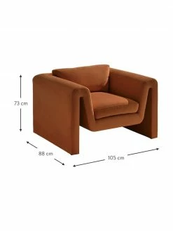 Fauteuil lounge velours brun Mika, larg. 105 x prof. 88 cm 8 Fauteuil lounge velours brun Mika, larg. 105 x prof. 88 cm -furniture Soldes Fauteuil lounge velours brun Mika 2