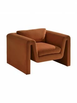Fauteuil lounge velours brun Mika, larg. 105 x prof. 88 cm