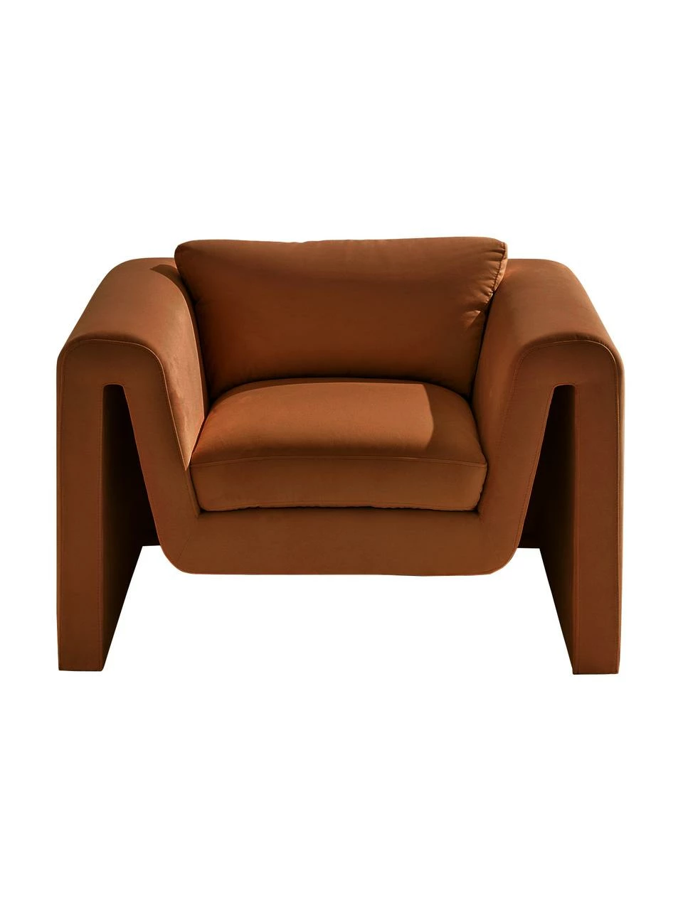 Fauteuil lounge velours brun Mika, larg. 105 x prof. 88 cm 4 Fauteuil lounge velours brun Mika, larg. 105 x prof. 88 cm – Image 4