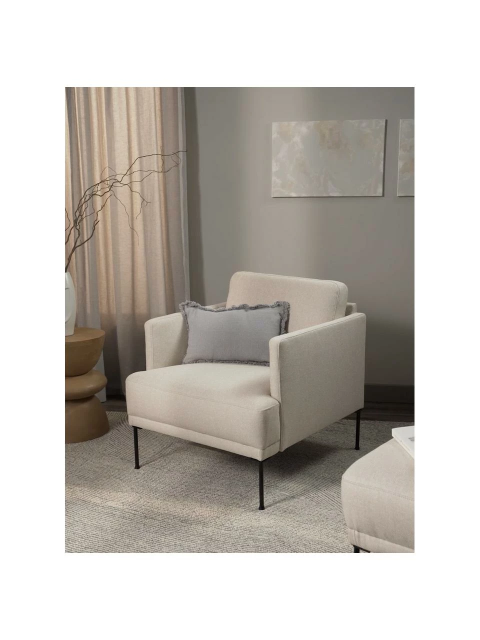 Westwing Collection Fauteuil moderne beige Fluente, larg. 74 x prof. 85 cm 2 Westwing Collection Fauteuil moderne beige Fluente, larg. 74 x prof. 85 cm – Image 2