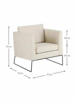 Westwing Collection Fauteuil moderne beige Milo, larg. 77 x haut. 75 cm -furniture Soldes Fauteuil moderne beige Milo 2
