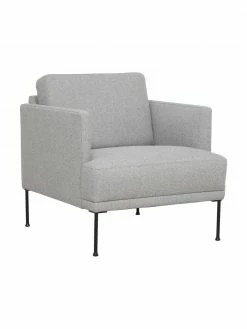 Westwing Collection Fauteuil moderne gris clair Fluente, larg. 74 x prof. 85 cm