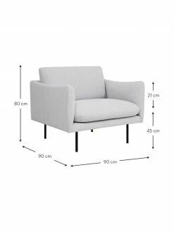 Westwing Collection Fauteuil moderne gris clair Moby, larg. 90 x prof. 90 cm -furniture Soldes Fauteuil moderne gris clair Moby 2