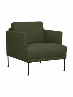 Westwing Collection Fauteuil moderne vert foncé Fluente, larg. 74 x prof. 85 cm