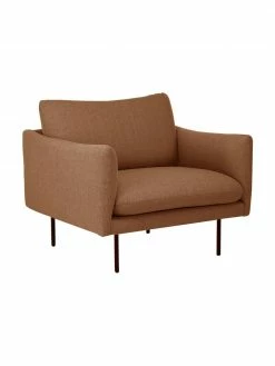 Westwing Collection Fauteuil nougat avec pieds en métal Moby, larg. 90 x prof. 90 cm