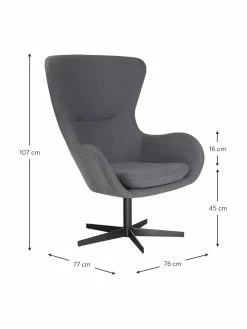 Westwing Collection Fauteuil oreilles pivotant Wing, larg. 76 x prof. 77 cm -furniture Soldes Fauteuil oreilles pivotant Wing 2